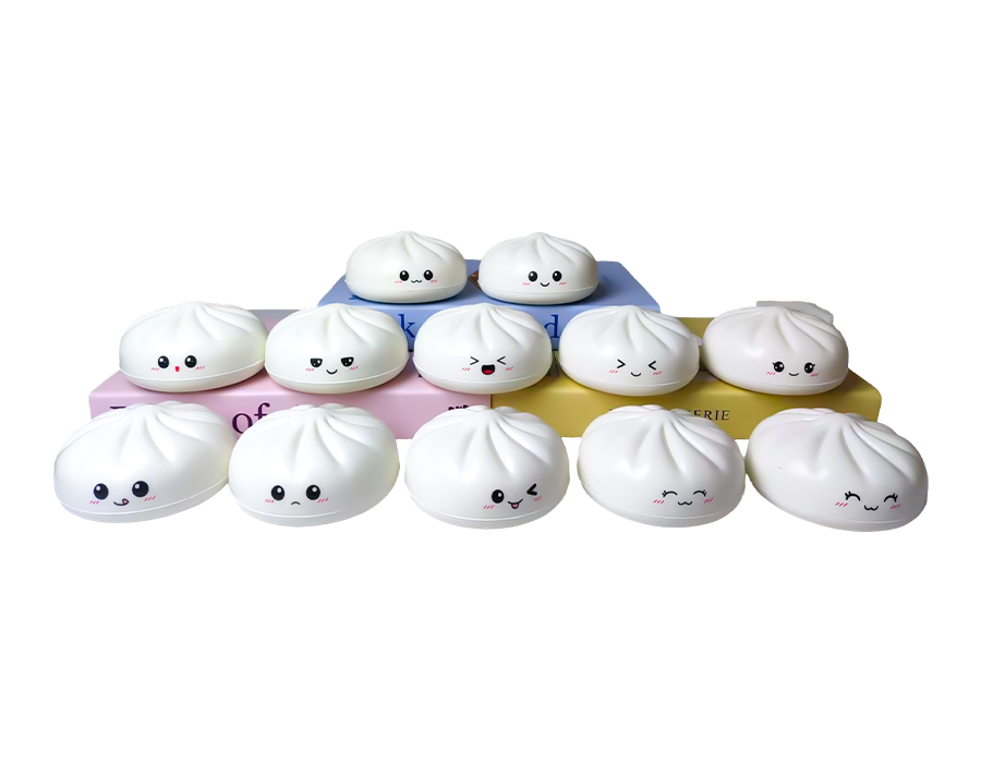 White Mini-Emoticon Bun Stress Toy