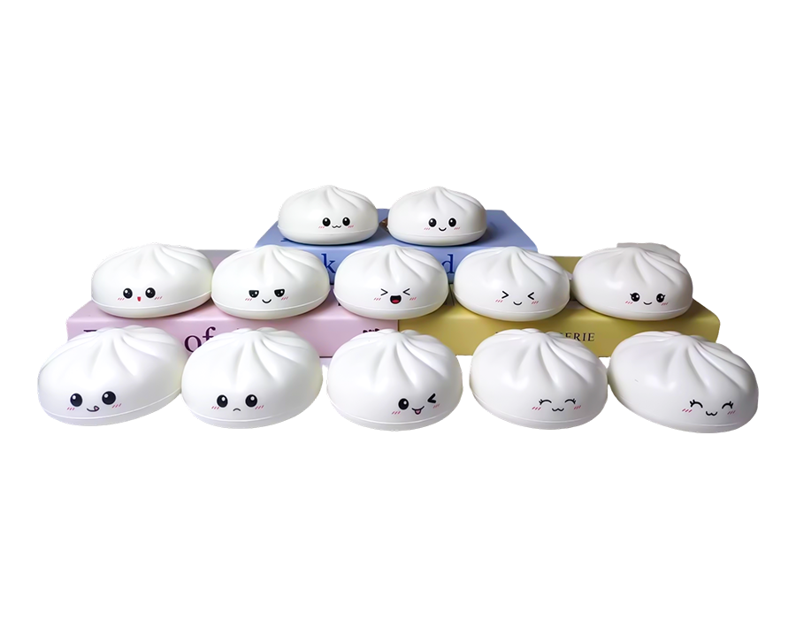 White Mini-Emoticon Bun Stress Toy