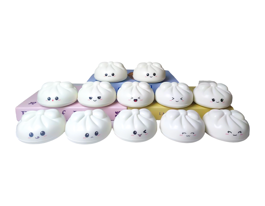 White Mini-Emoticon Bun Stress Toy