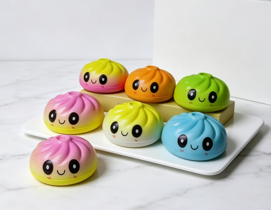 Big-Eyed Gradient-Colored Steamed Bun Stress Toy
